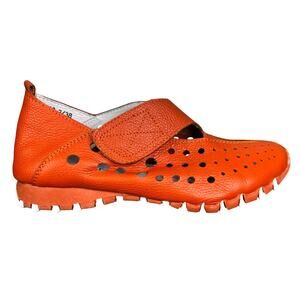 Litfoot Women’s 9010 Orange Leather Adjustable Sneaker  Size 38 US 8.5/9